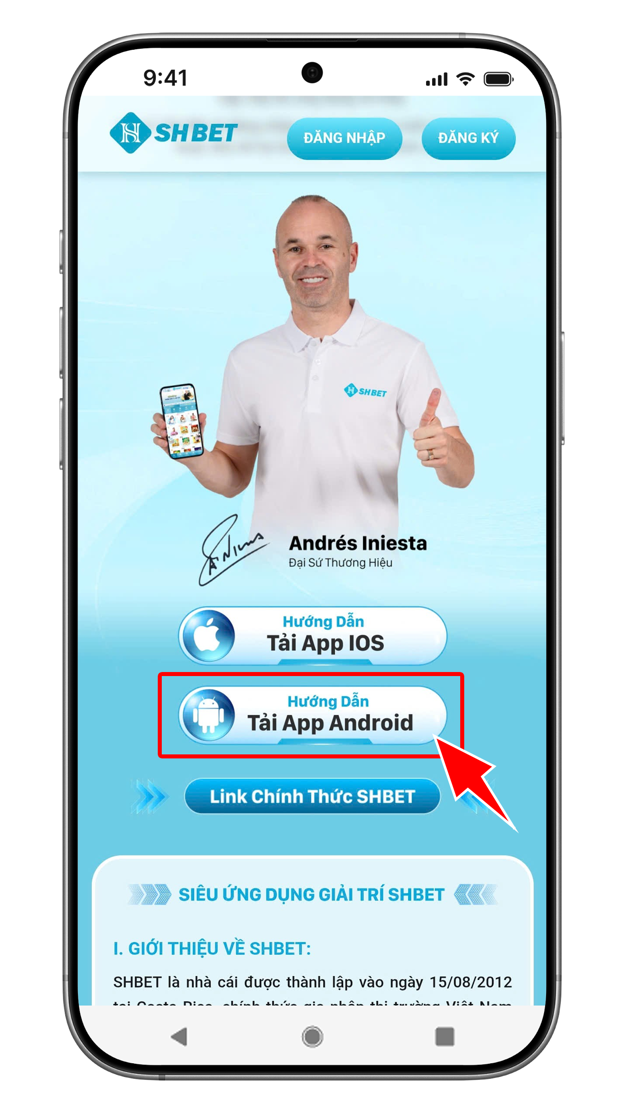 SHBET - Hướng dẫn tải app trên điện thoại di động